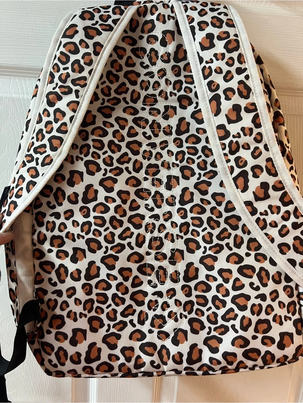 Converse White Leopard Print Backpack with Tan and Black Spots